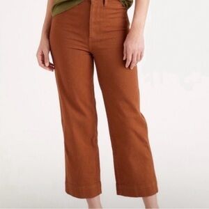 NWT Quince Organic Stretch cotton twill wide-leg crop pant rust size 28 29 30